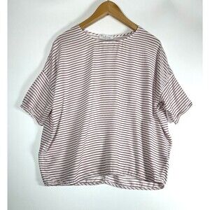 Samsoe Samsoe Top Women Small White Red Stripe Viscose Relaxed Boxy Lightweight‎